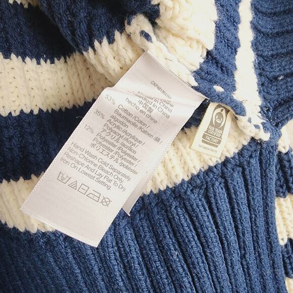 NEW Madewell Blue White Stripe Wide Ribbed Turtleneck Knit Sweater - Picture 9 of 13